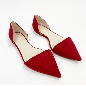 ZARA Red Suede Point Toe Flats
